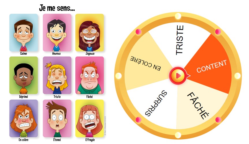 apprendre les émotions avec la roue chanceuse