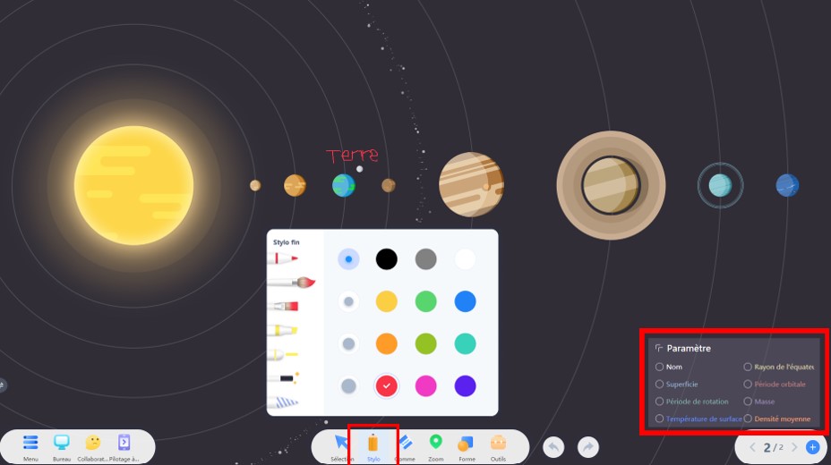 Outil de Paramètre et de Stylo